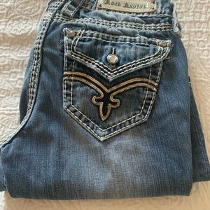 Rock Revival Jeans Elaina Easy Boot Womens Size 27 Blue Denim Medium Wash.
